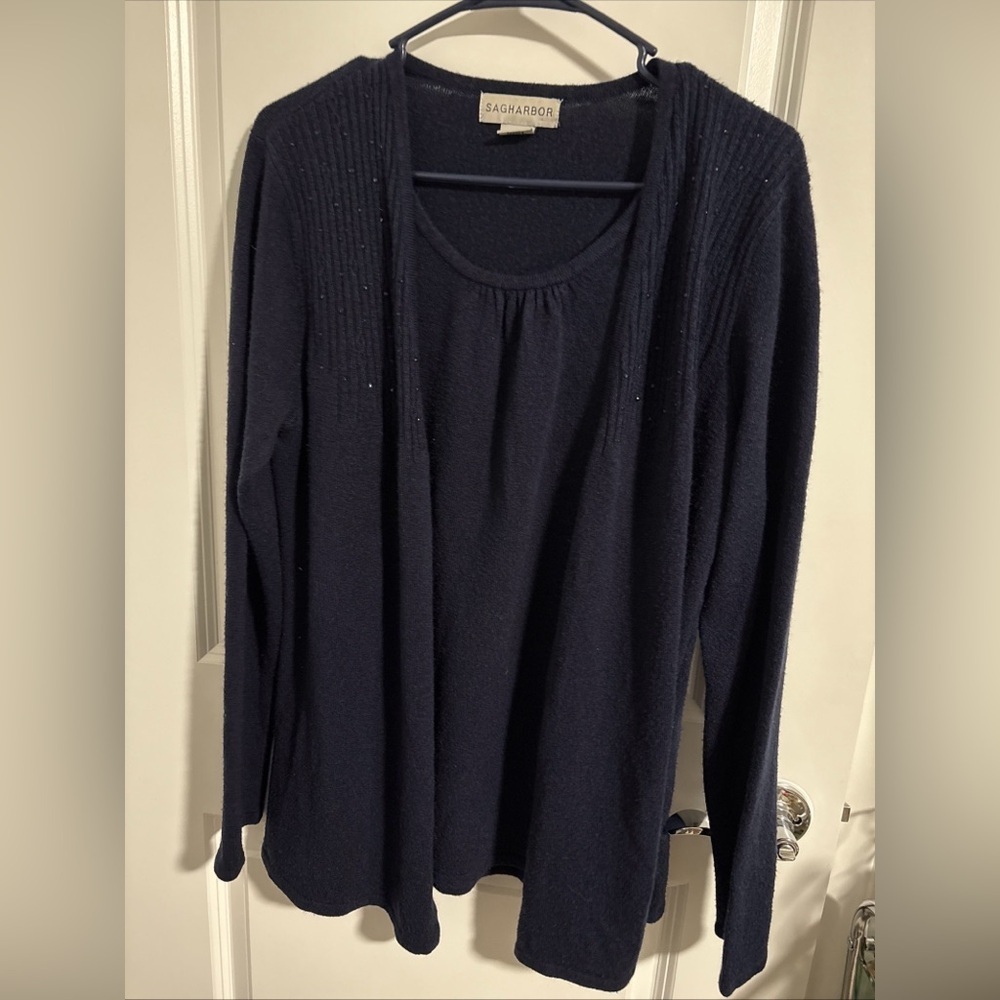Sag Harbor Women's Blue 2 in 1 Light Sweater Top Size Large